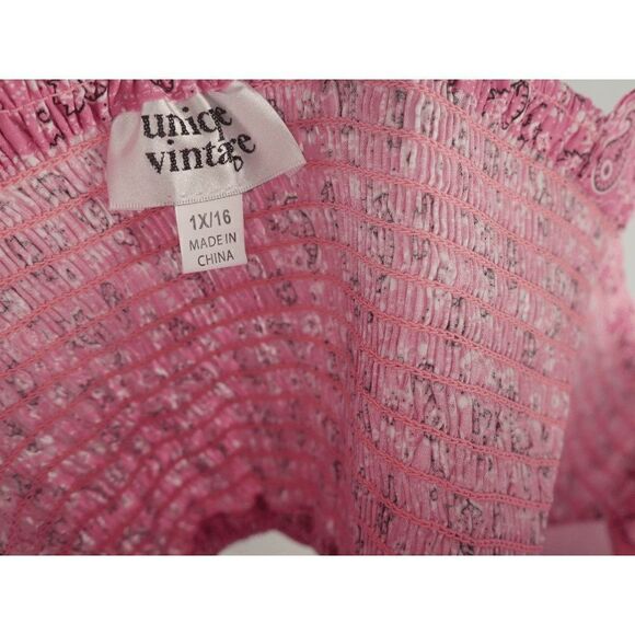 Unique Vintage Pink Bandana Print Chessie Crop Top 1X - Picture 9 of 11